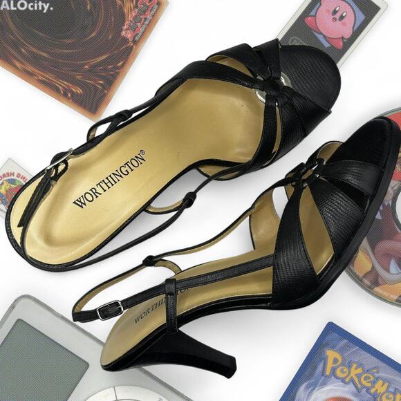 Worthington Leather Strappy Kitten Heels - Picture 1 of 7
